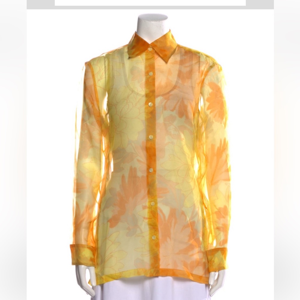 Dries Van Noten orange floral blouse